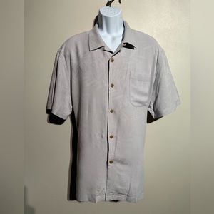 Tommy Bahama grey XL silk island shirt.